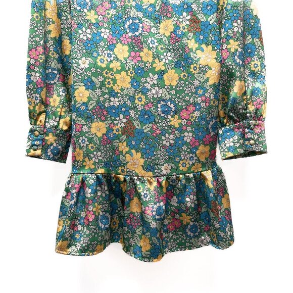 Aakaa Finding My Passion Floral Print Ruffle Wrap Dress Mini Medium Satin - Picture 6 of 10